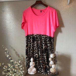 MaxiDress, Hot Pink & Leopard Print